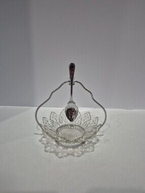Vtg 3 Piece Sheffield England Chrome Plated Condiment, Jam, Relish Server Set
